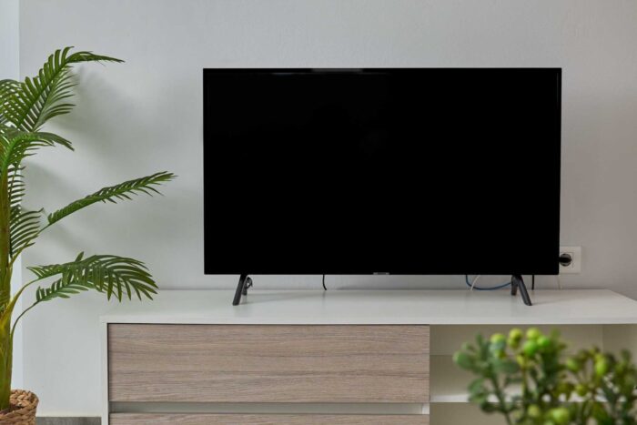 Open-plan living room and kitchen in family apartment in Ierapetra