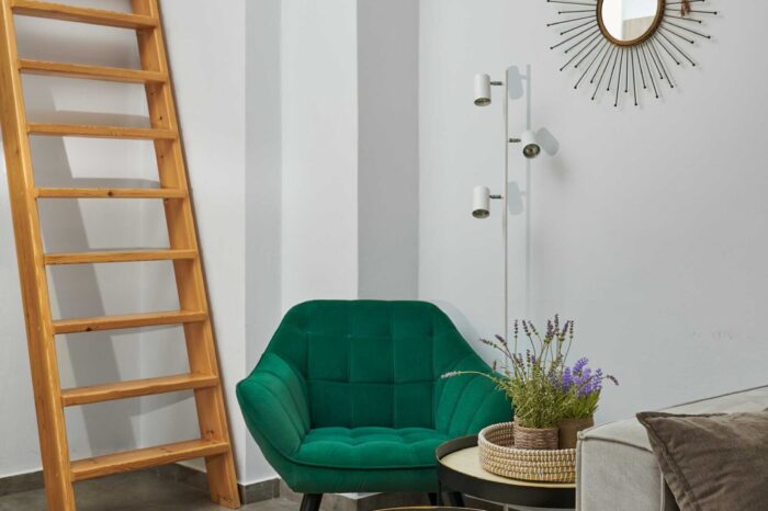 Open-plan living room and kitchen in family apartment in Ierapetra