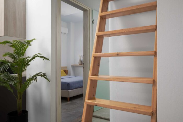 Open-plan living room and kitchen in family apartment in Ierapetra