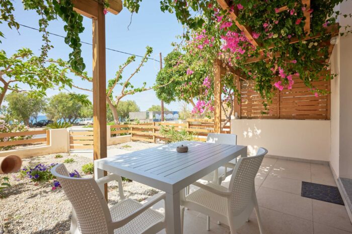 Private terrace with garden furniture in Ierapetra apartment