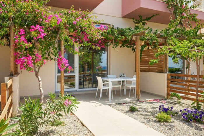 Private terrace with garden furniture in Ierapetra apartment