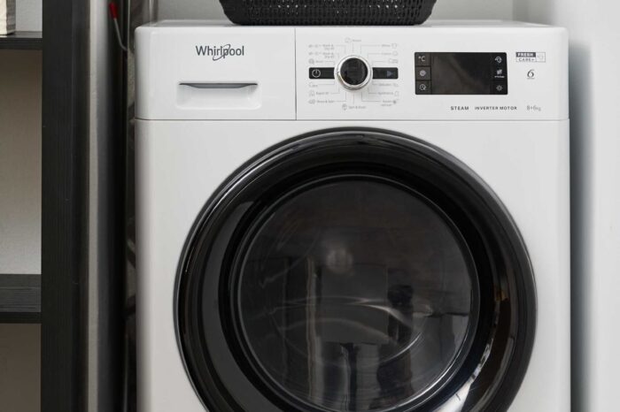 Open-plan living room and kitchen in family apartment in Ierapetra